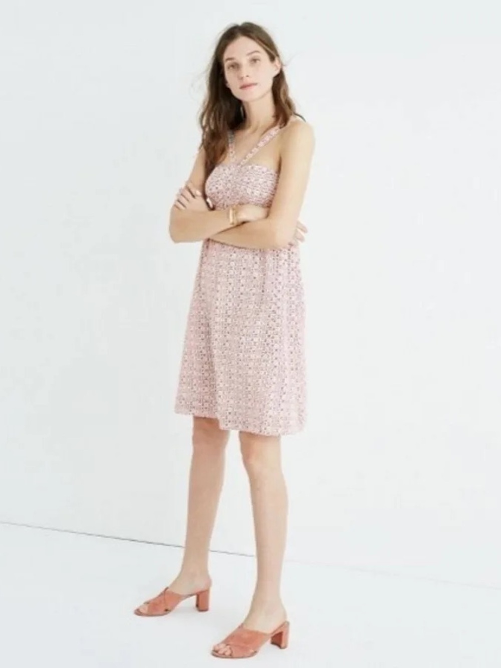 Madewell Echo Grid Silk Convertible Halter Mini Dress size 4